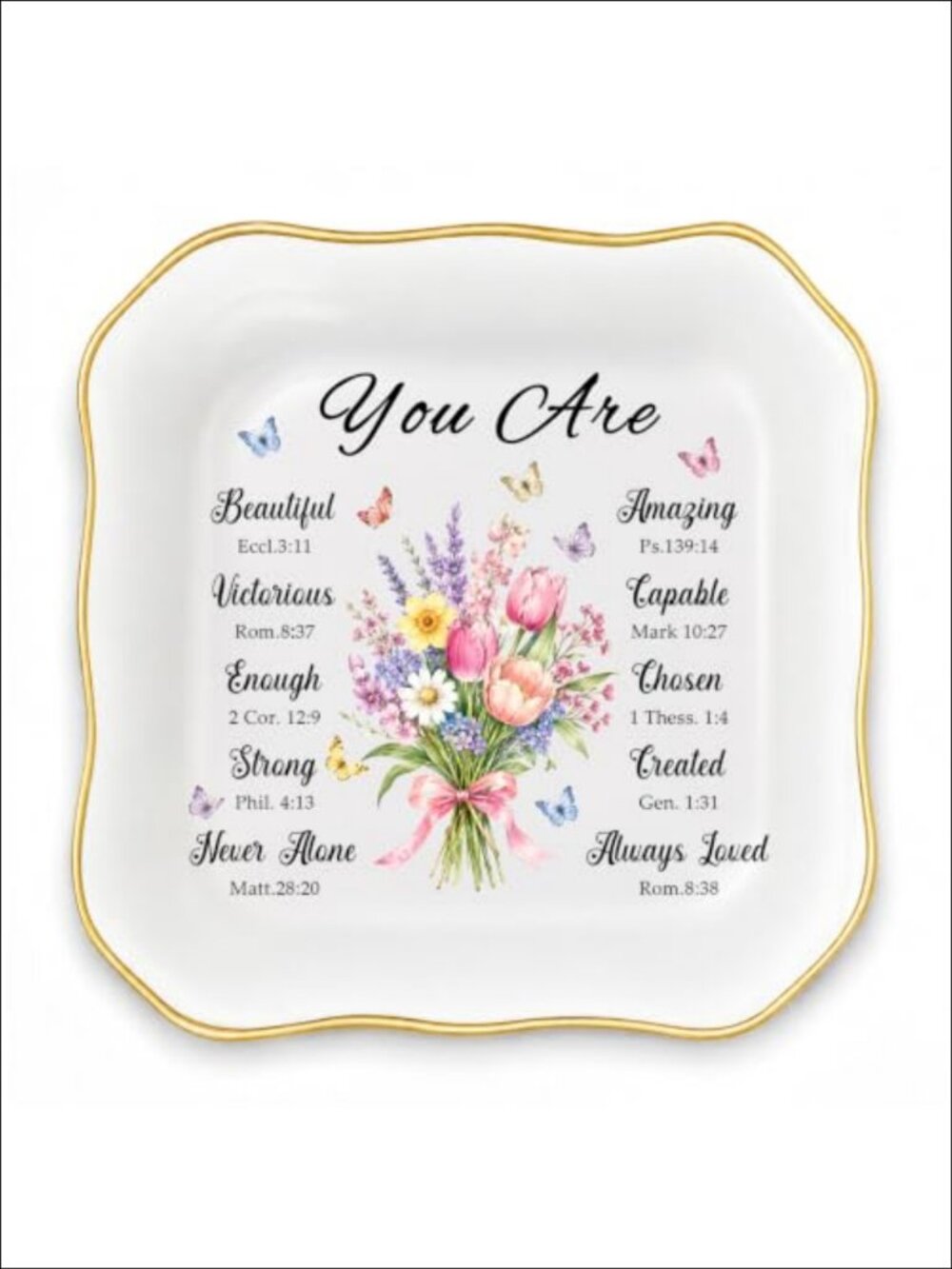 Ceramic Jewelry Dish Tray Bible Verse Christian Gift for Women